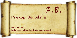 Prekop Borbás névjegykártya